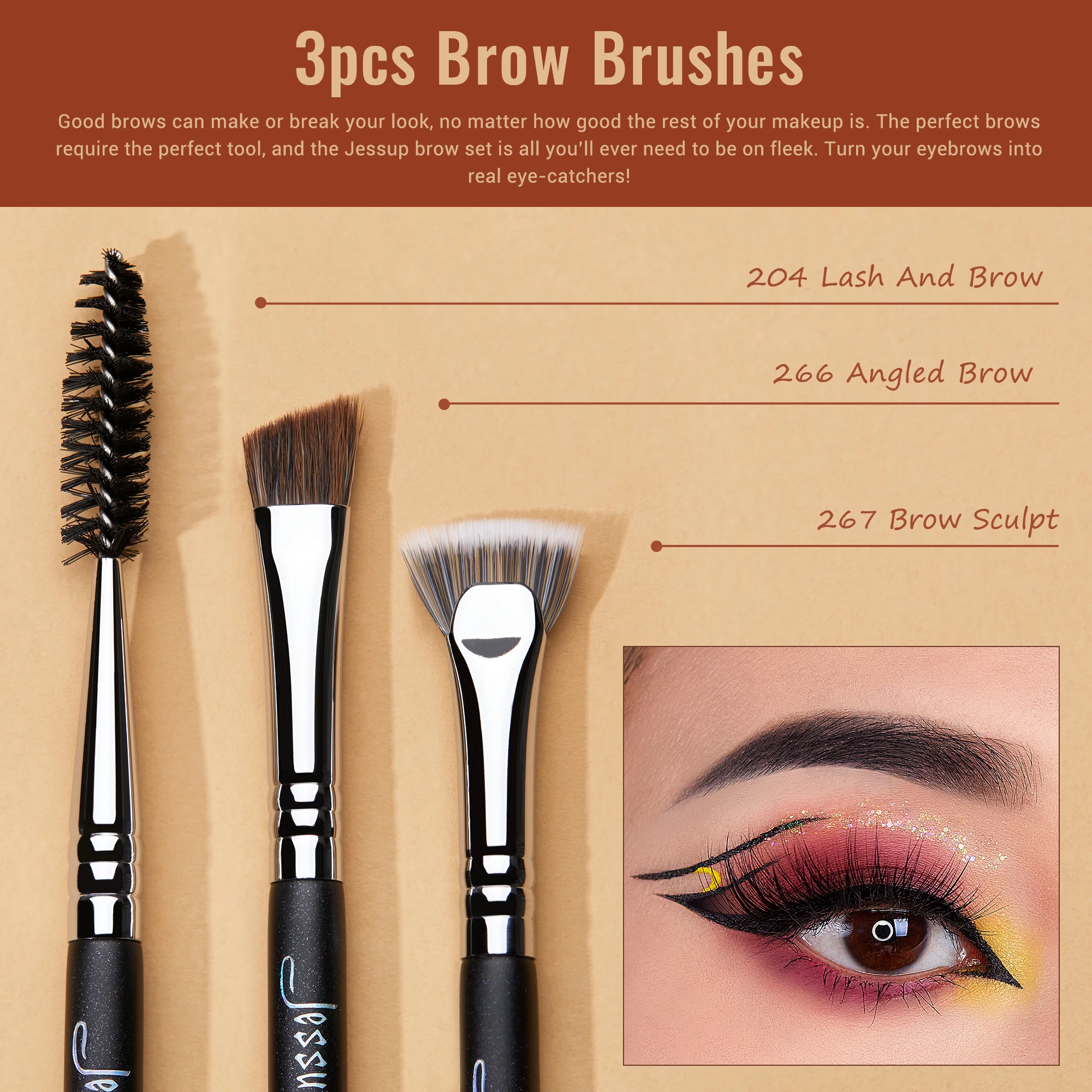 Jessup Eye Makeup Brushes Set,Professional Makeup Brush,Synthetic Eye Blending Brush Eyeshadow Brush Eyebrow Crease Shader T341