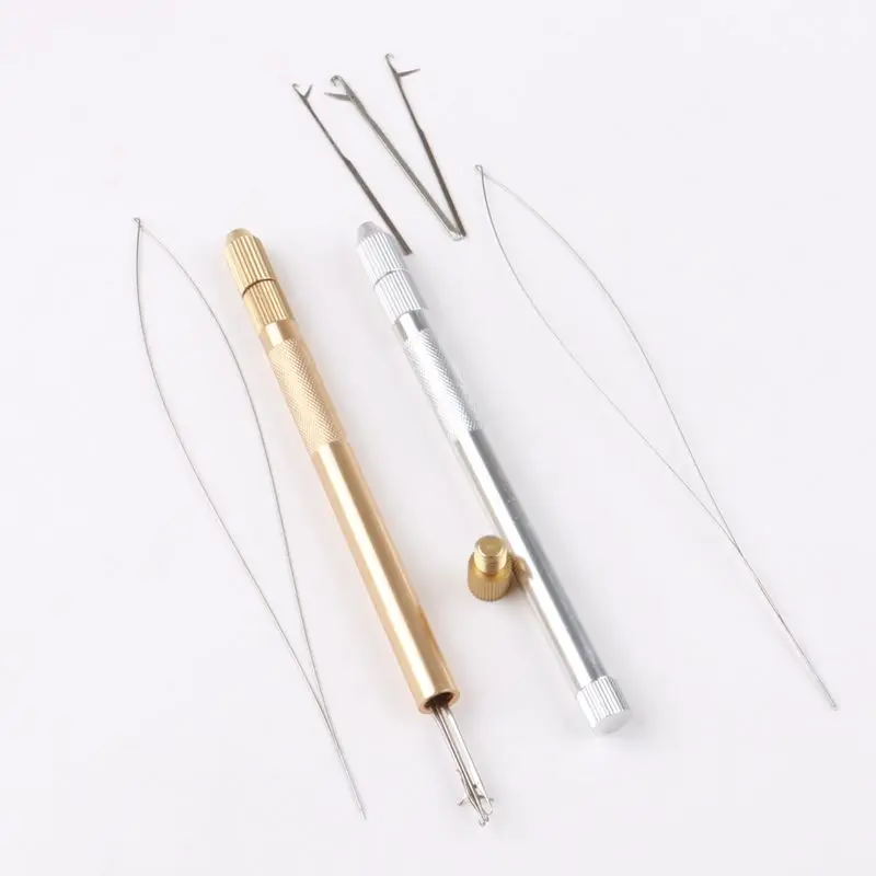 2pcs Hook Needle Wig Making Tools Ventilation Needles For Lace Wigs Micro Ring Hair Crochet Needles 3 Hook + 1 Loop