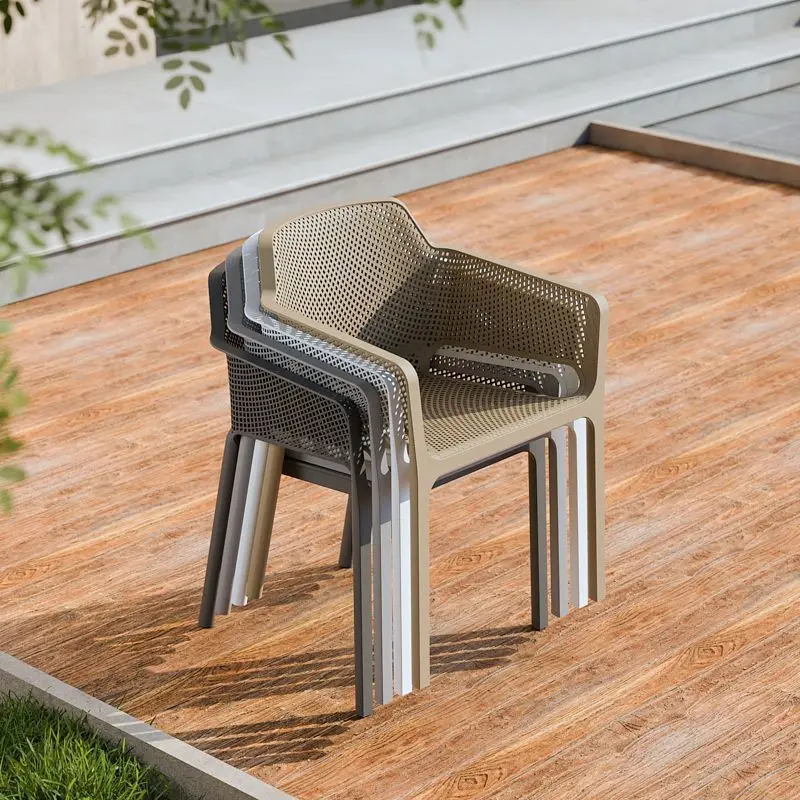 طاولات وكراسي بلاستيكية منزلية خارجية للترفيه والمطاعم والفناء المقلد من الروطان داخلي مقاوم للماء