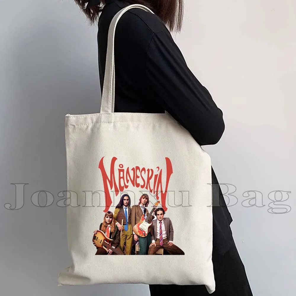 Maneskin Damiano David Italia Music Band MAMMAMIA Victoria Damian Fan Birthday Gifts Canvas Shoulder Tote Bag Shopping Handbag