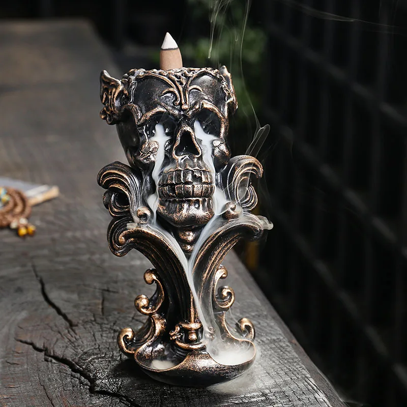 

Resin Skeleton Backflow Incense Burner, Creative, Halloween, Ghost Festival Gift, Incense Holder, Decoration, Zen Garden