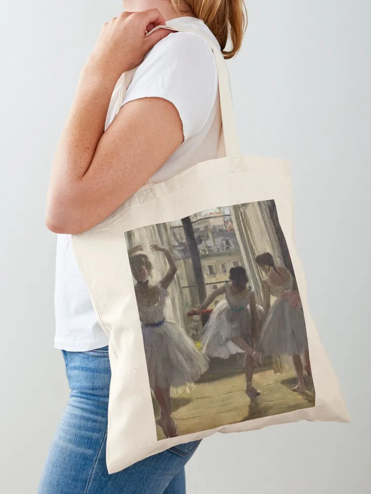 Dancers in an exercise room three dancers by Degas Tote Bag Canvas bag cloth bag woman large size bags tote women