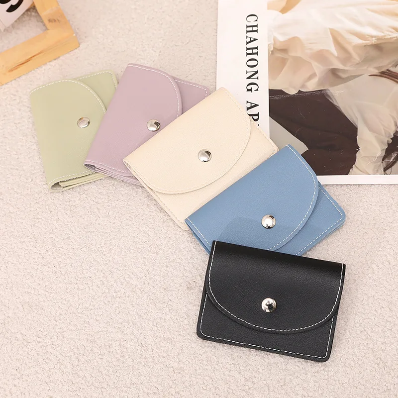 Women Snap Button Coin Purse Female Mini Flap Card Holder Ladies Cute Small Wallet Casual Daily Pocket Pouch Clutch Bag