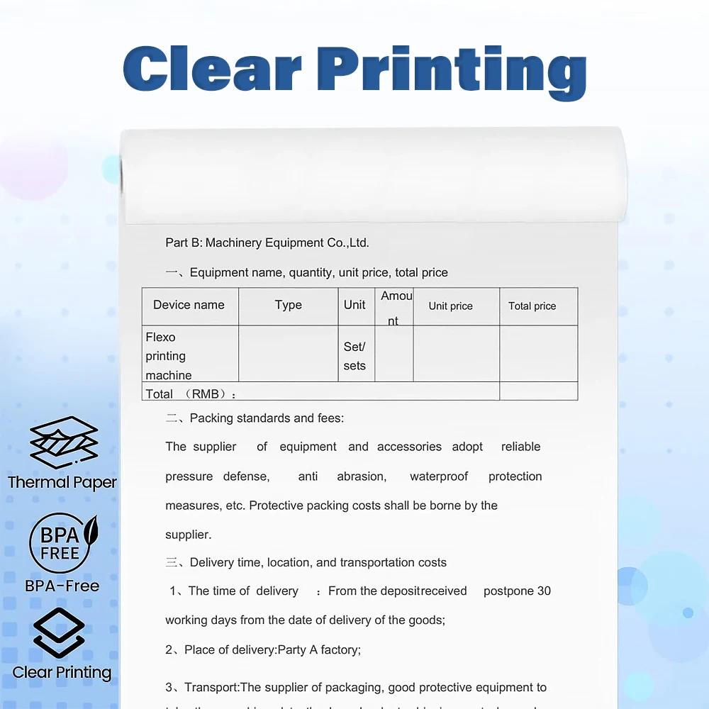 A4 Thermal Paper Roll Quick-Dry Paper Clear Printing 1/5Rolls Thermal Printing Paper Suitable For Portable A4 Thermal Printer