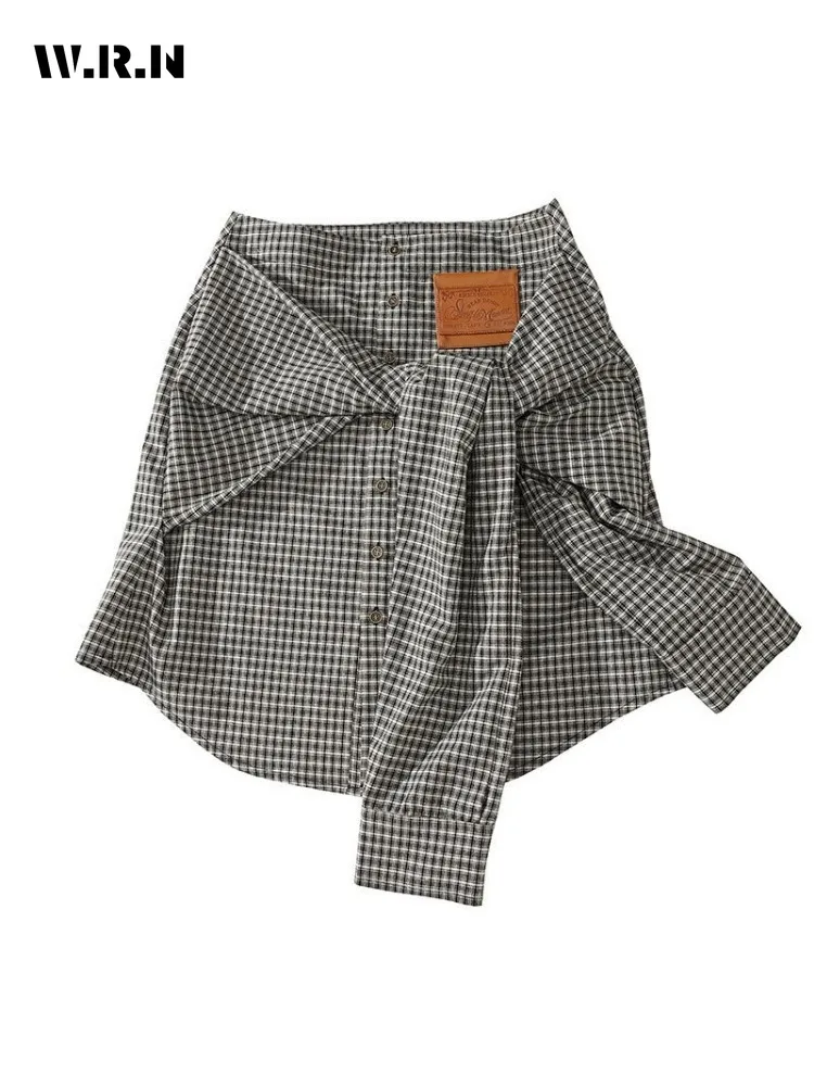 

2025 Winter Casual Sexy Style Slash Neck Plaid Printting Blouses Women's Chic Long Sleeve Single Breasted Patchwork Shirts