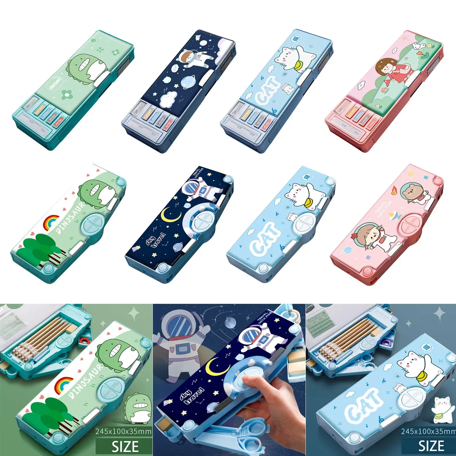 Portable , Multifunctional Large Capacity Stationery Box Container Pen Holder for Student Supplies Children