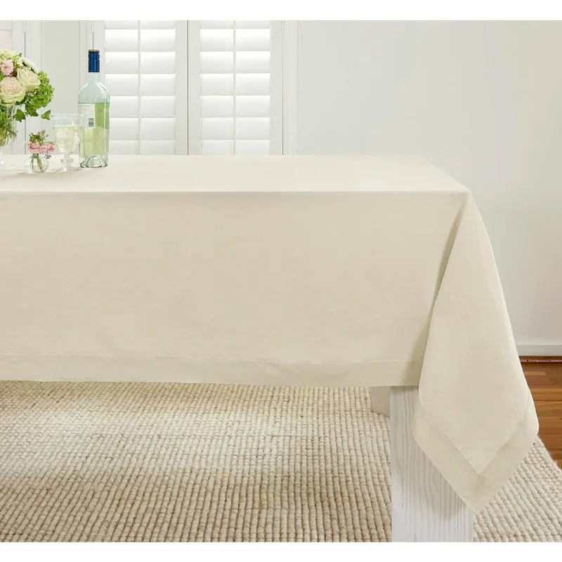 

Solino Home Linen Tablecloth 60 x 120 Inch - 100% Pure Linen Fete Birch Table Cloth for Rectangle Tables - Machine Washable Tabl
