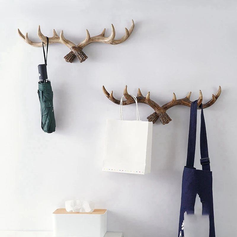 

Vintage Deer Antlers Wall Hooks Wall Mounted Clothes Hanger Coat Rack Key Holder For Decorative Wall Hook B Easy To Use