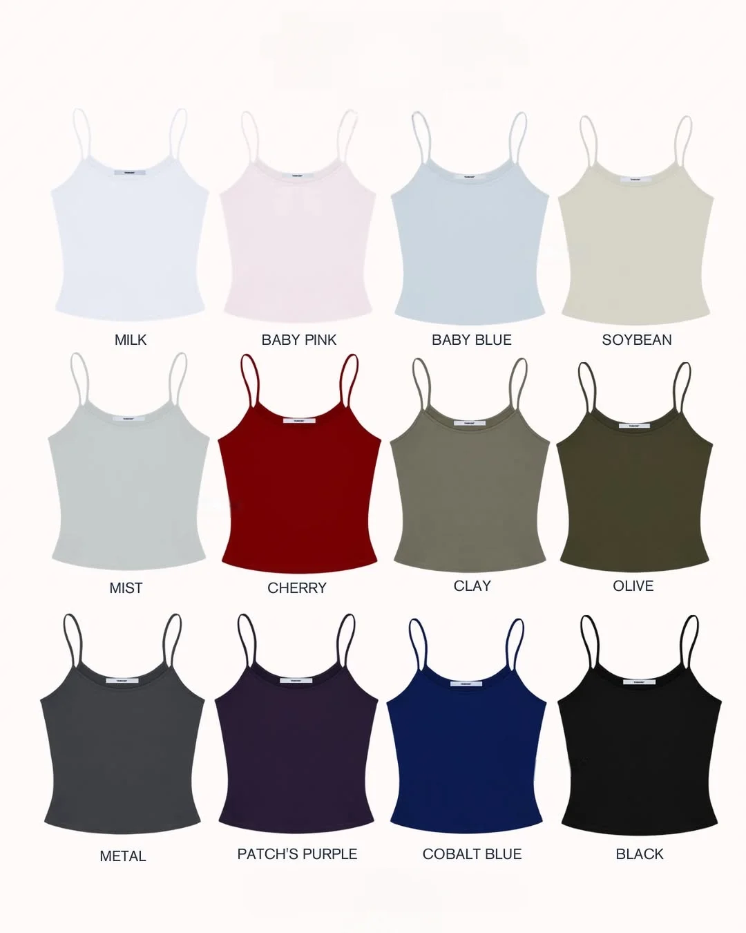 Tank baby blue slingback babydoll top soybean color fog-gray new color fixed-dyeing tight-fitting base shirt slim-fit top