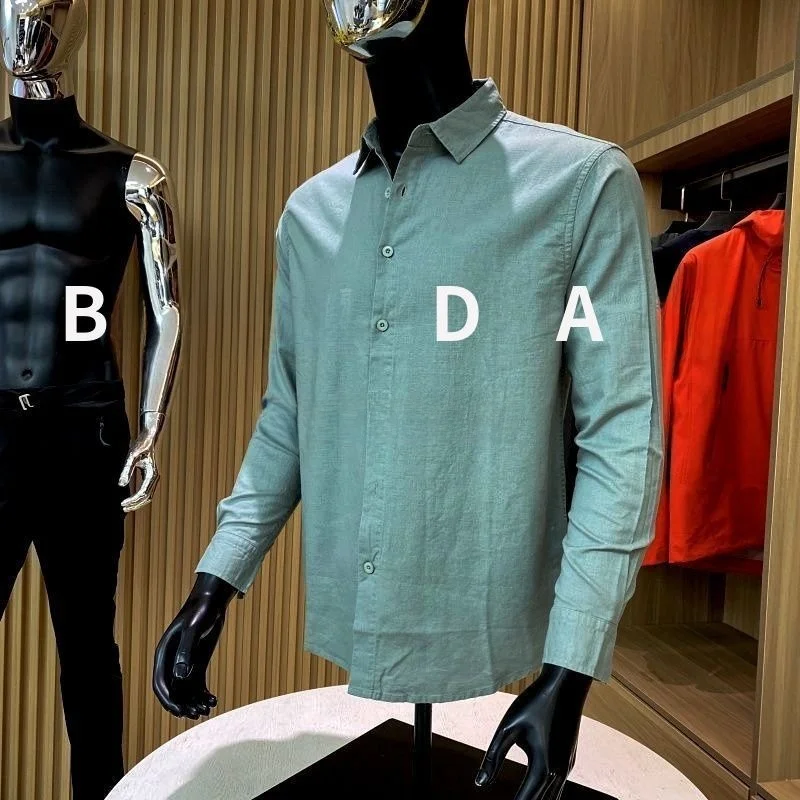 الراقية القطن الكتان طويل Sve عادية irt الرجال اللون بسيط متعدد الاستخدامات تنفس مريحة الخريف الموسم irt