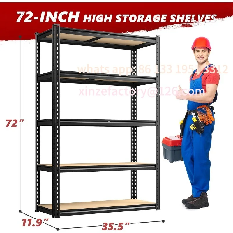 

Customizable Storage Shelves 5 Tier Garage Shelving Heavy Duty Adjustable Garage Shelves, Utility Rack Shelf, Shelving U