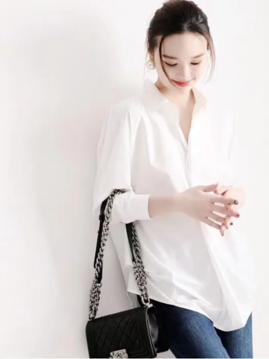 Ele Loose Long Sve Button up Pure Color Spring irt Faion da donna Brand New Sle Top Quali Materiale resistente a...