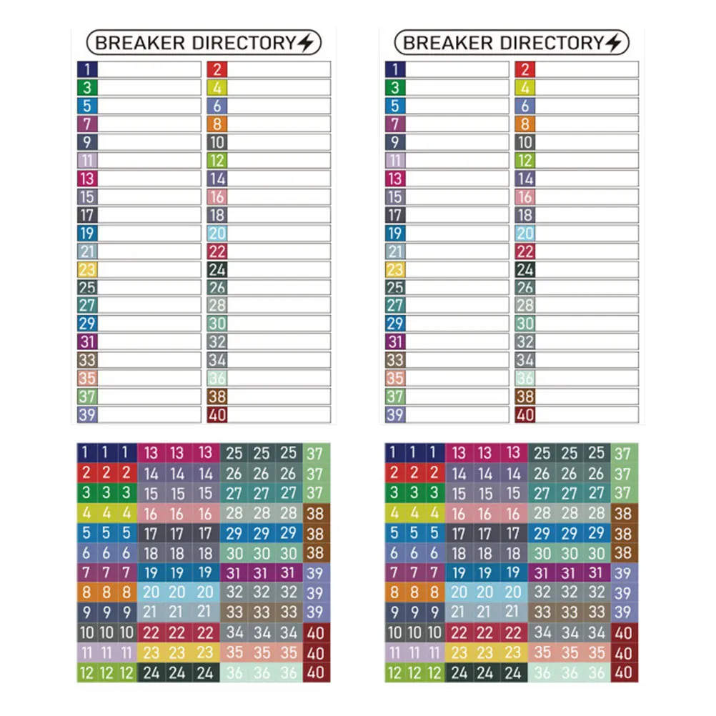 

2 шт. многоразовые водонепроницаемые наклейки-этикетки для распределительных щитов с номерами для идентификации электрических цепей