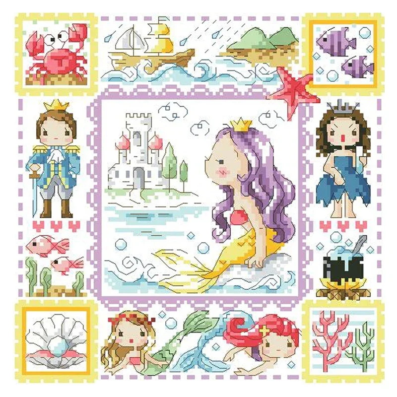 Amishop Gold Collection Counted Cross Stitch Kit The Little Mermaid Fairyland Fairytale Fairy Tale Wonderland SO 3218