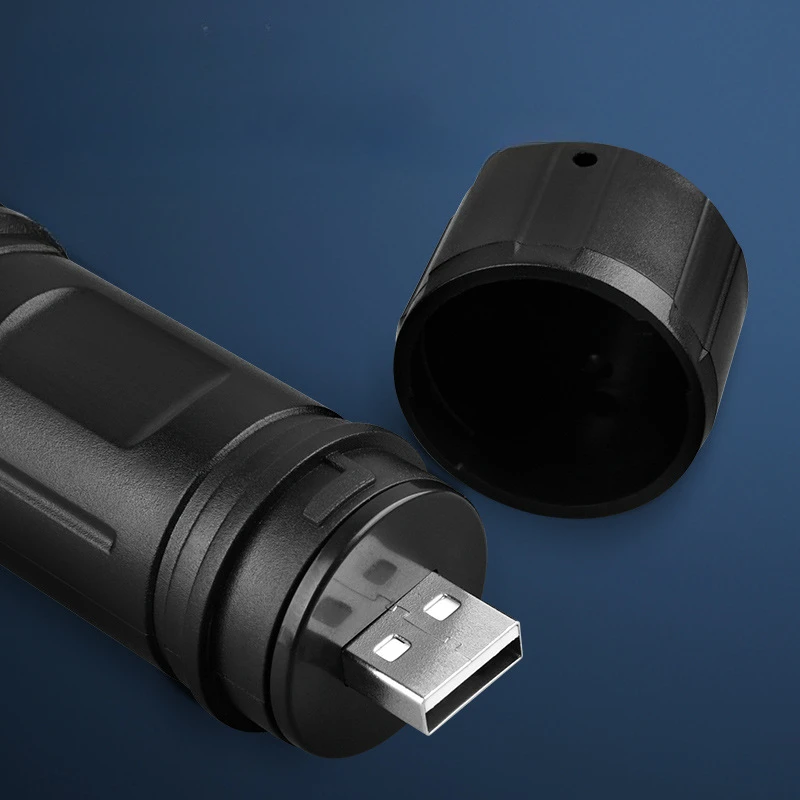 Super Bright LED Flashlight Rechargeable Torch Outdoor Searchlight Portable Camping Lamp with Telescopic Zoom Outdoor Handlight