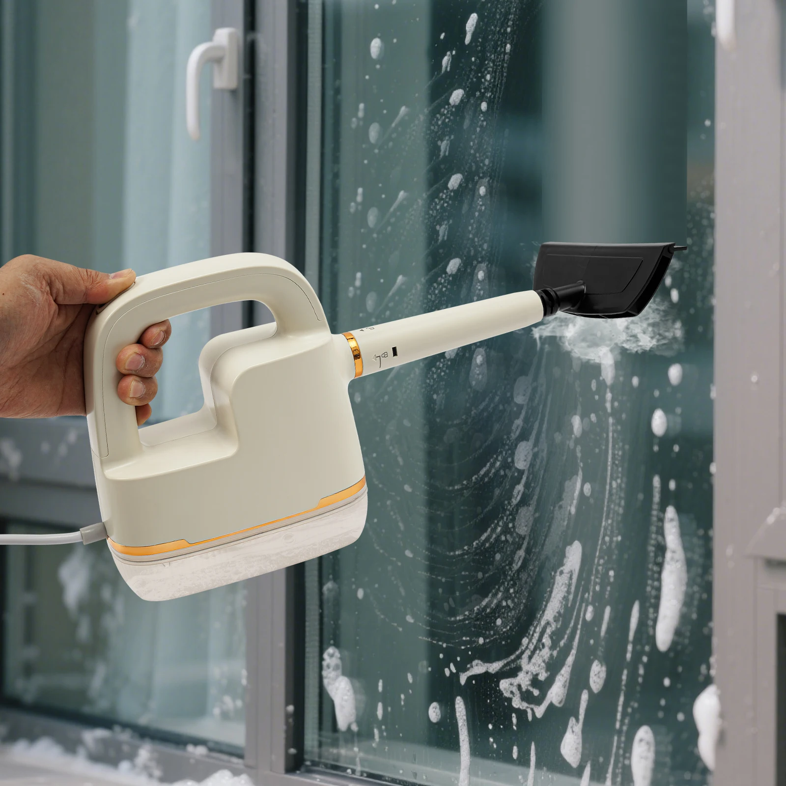 Handheld Beige Modern Handheld Steam Cleaner High Temperature Steam Cleaner with Multiple Accessories