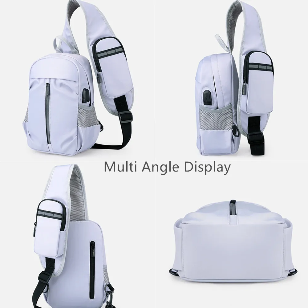 Large Capacity Slim Bag for iPad Mini Tab Shoulder Messenger Chest Bag Waterproof USB Charger Port Hiking Cycling Travel Daypack