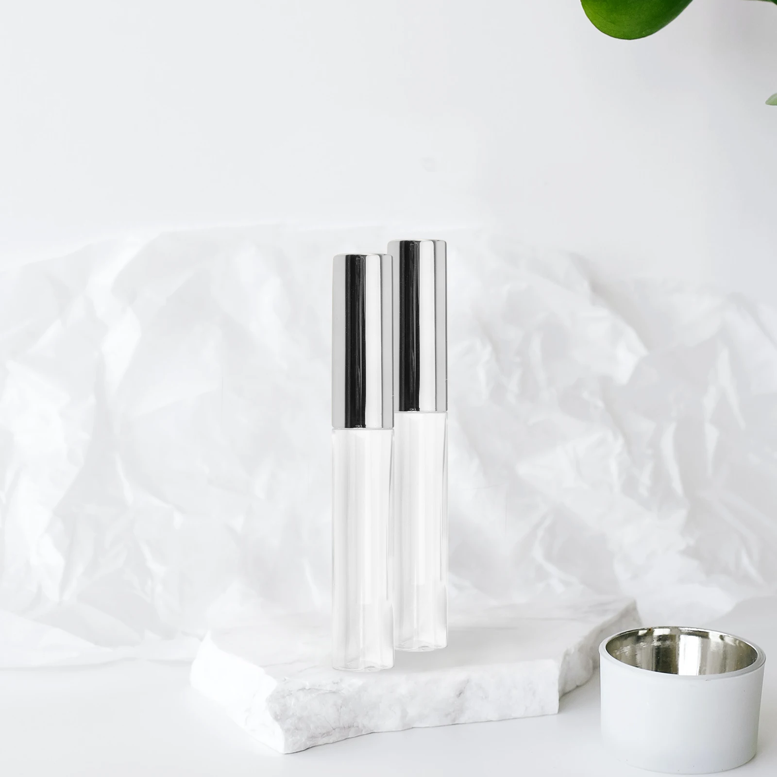 

10pcs 10Ml Empty Gloss Tube Transparent Circular Lip Subpackaging Bottle For Travel Portable Lip Oil Dye