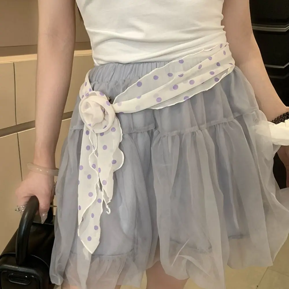 

Unique Y2k Long Polka Dot Waistband Designer Floral Silk Waist Belt Tie Up Thin Dress Jeans Belt Spicy Girls