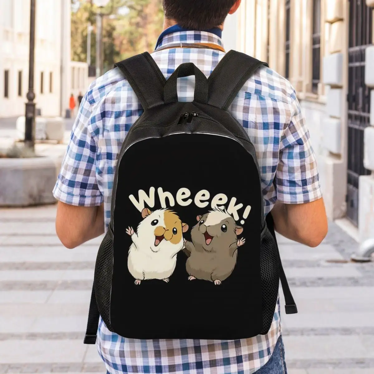 Happy Guinea Pig Backpack Student Boys Girls BookBag School Bag Laptop Shoulder Bags