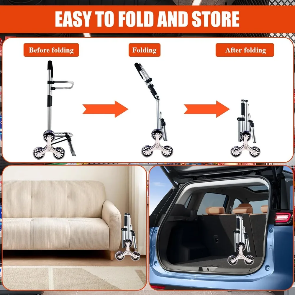 عربة تسوق 2 في 1 قابلة للطي مع 6 عجلات، سعة 110 رطل، حقيبة مقاومة للماء للبقالة والتخييم #6