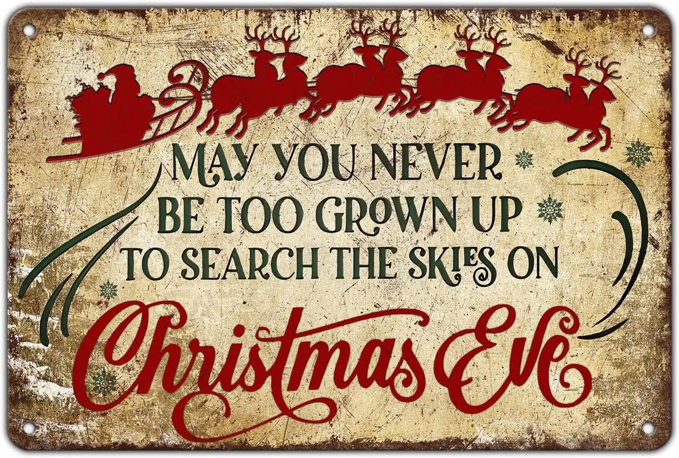 Vintage Christmas Tin Sign Christmas May You Never to Too Grown Up to Search The Skies Christmas Eve Metal Sign for Farmhouse Ch