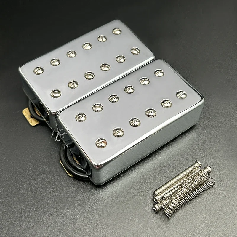 

Brass Cover Humbucker Double Coil 12 Hole Humbucker High Output Neck 7.5K/ Bridge 15K Coil Splitting for LP Guitar Chrome