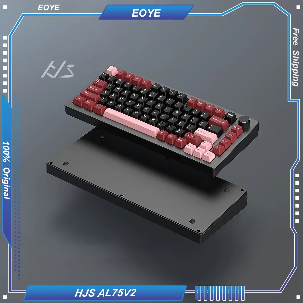 

HJS AL75V2 Mechanical Keyboard 75% CNC Aluminum Lump Gasket Wireless Tri-mode Lower Light Position FR4 Plate RGB Gaming