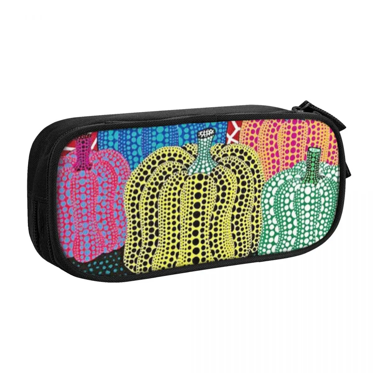 Custom Three Polkadot Pumpkin Art Kawaii Pencil Cases Boy Girl Large Capacity Yayoi Kusama Pencil Bag Students Stationery