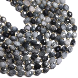 8x6mm AAA Faceted Oval Stone Natural Eagle Eye Stone Spacer Beads For Jewelry Making DIY Bracelets Accessories 7.5inch