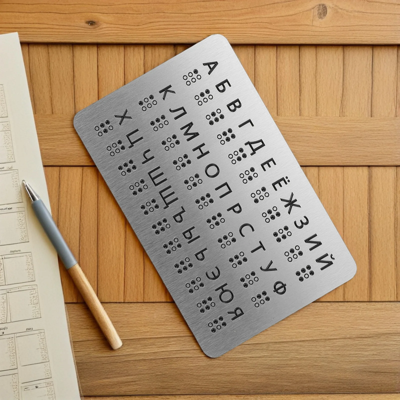Braille Learning Tool for Beginners Raised Dots Russian Alphabet Board Tactile Practice Chart Educational Teaching Aid