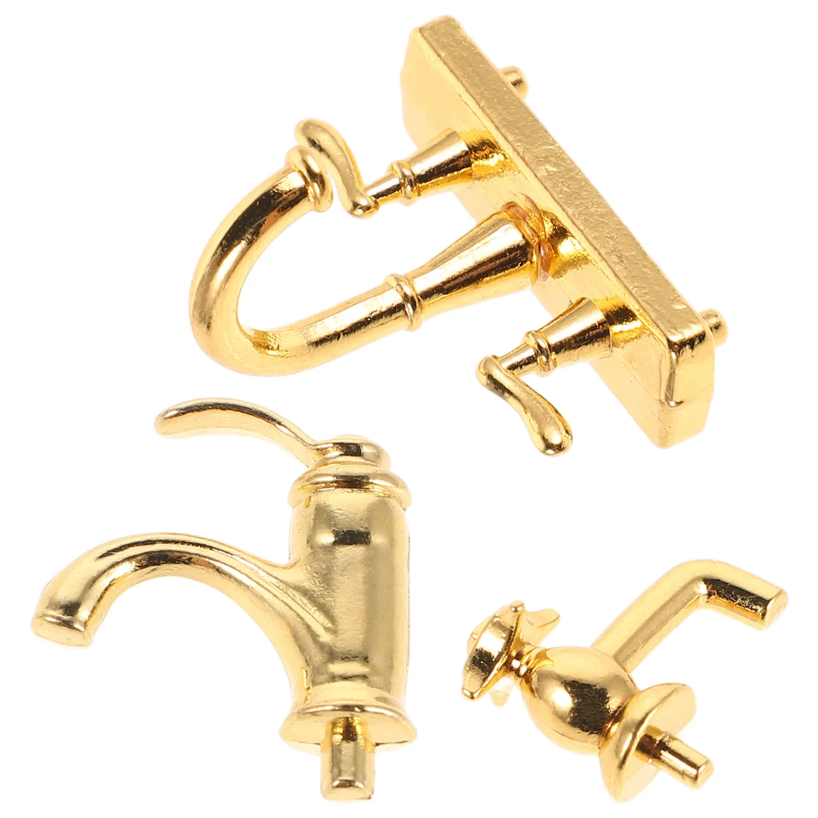 

Набор из 3 миниатюрных смесителей: реалистичные золотые краны для кукольного домика, реквизит для фотосъемки, аксессуары для микроландшафта