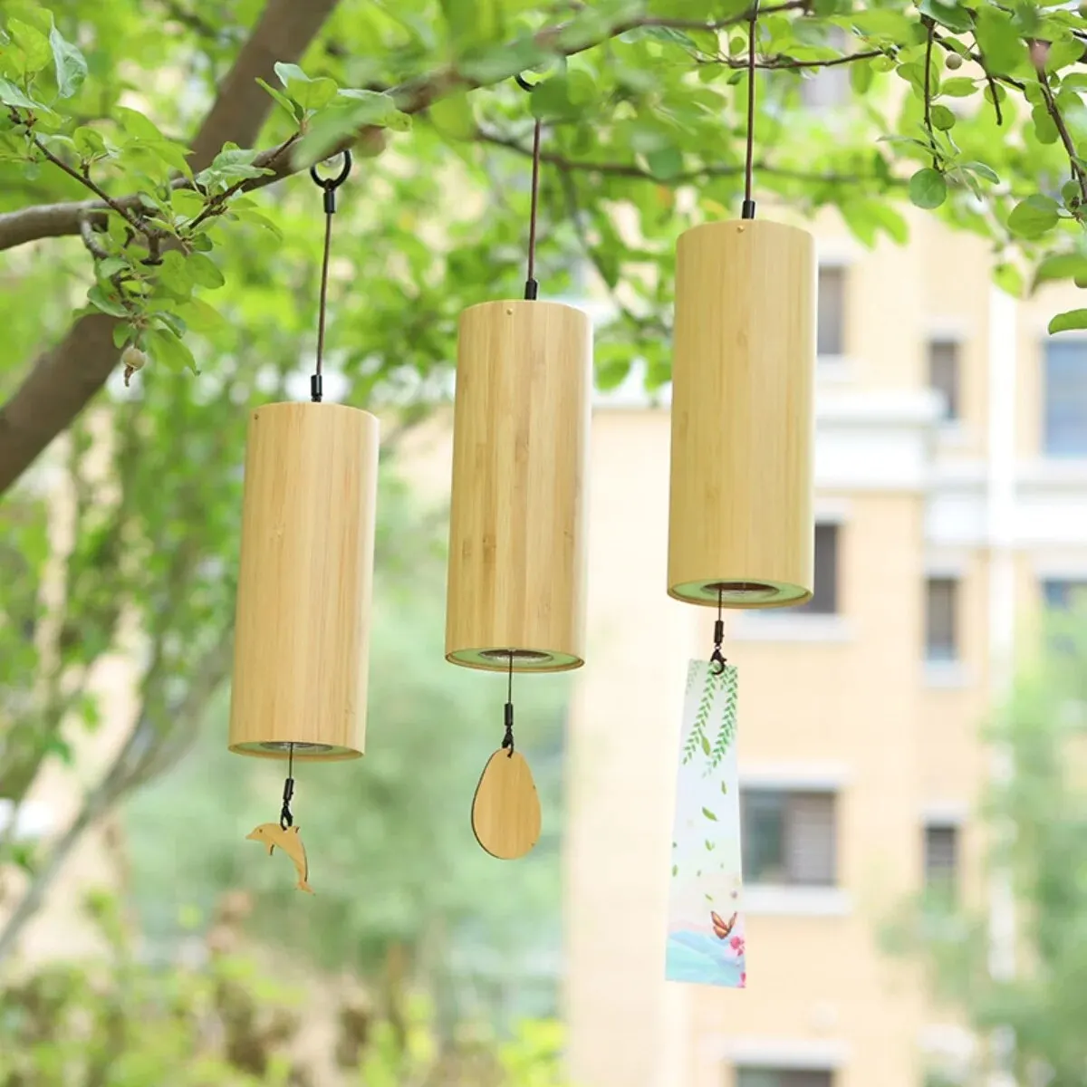 Miwayer Windbell Bamboo Chord Wind Chimes Windchime Chime Craft Outdoor Garden Patio 8 Rods Notes Zen Meditation C G Dm Am Chord