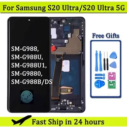 Super AMOLED For Samsung S20 Ultra G988 G988U Lcd Display Digital Touch Screen with Frame For Samsung S20 Ultra 5G LCD