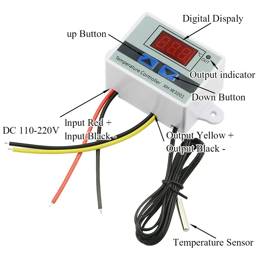 DC 12V/24V W3002 W3001 LED Digital Temperature Controller Thermostat Thermoregulator Sensor Meter Fridge Water Heating Cooling