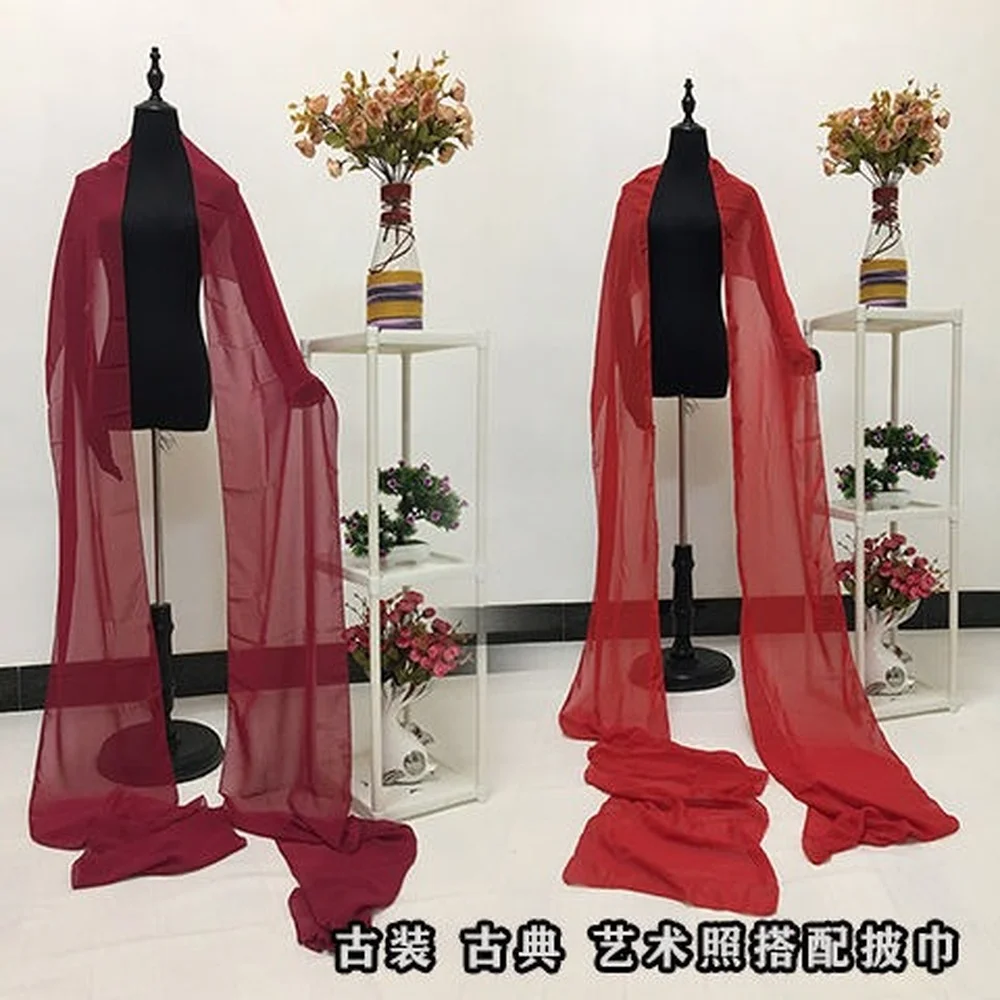 Costume da ballo antico cinese Opera Streamer Hanfu Chiffon scialle lungo scialle Performance abbigliamento nastro da ballo cinese