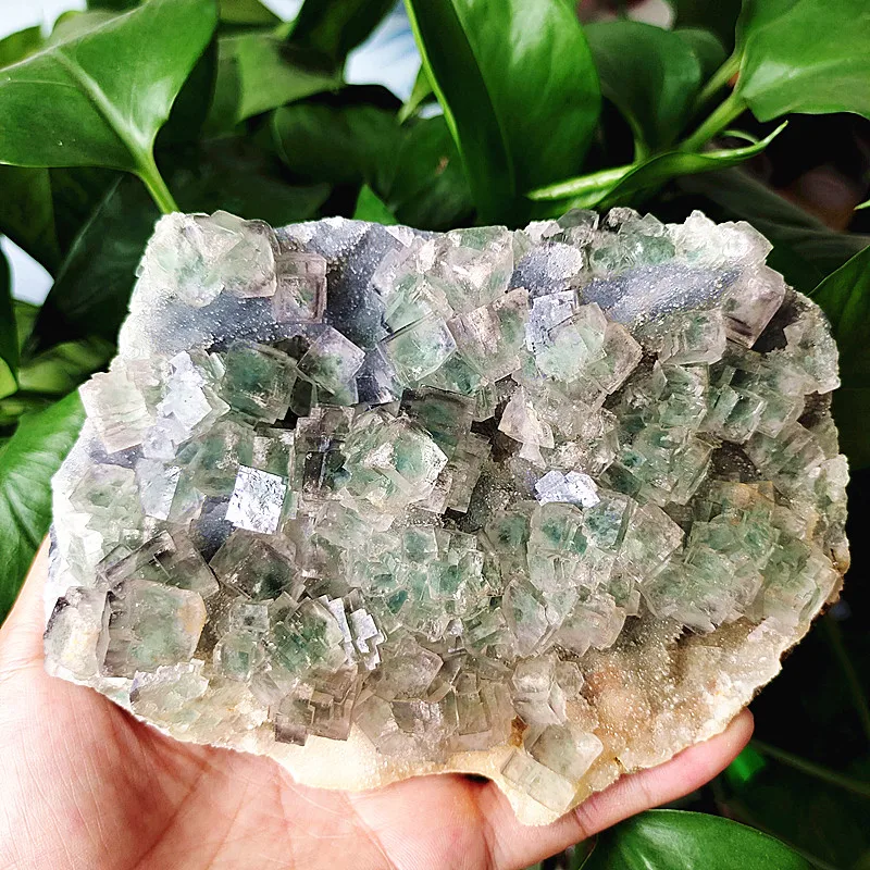 Natural Green QR code fluorite fluorite crystal Mineral samples powerful energy stones home decorative Healing crystal