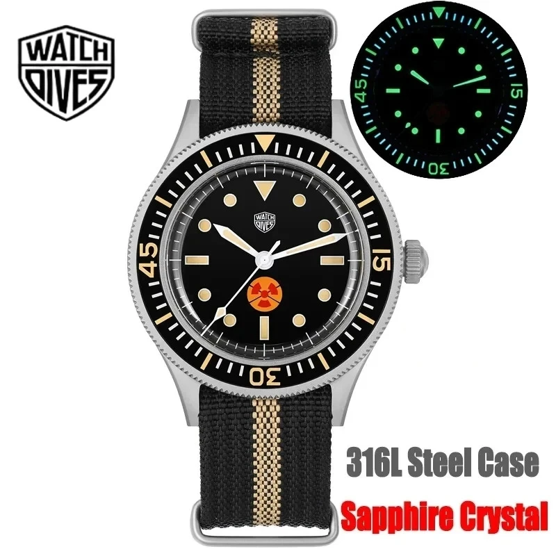 

Watchdives 50-Fathom Mechanical Watch NH35 Movement 40mm Vintage Watches C3 Super Luminous Bubble Sapphire Crystal Wristwatch