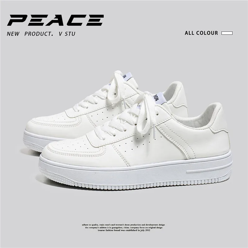 

2025 Men's Small White Shoes Fashion Trend Casual Sports Shoes Outdoor Anti-slip Wear Sports Board Shoes Student Running Shoes