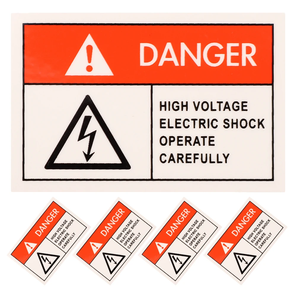 

5 pcs Anti-electric Shock Labels Custom Signs Sticker Roll Traffic Decor Danger Warning Home Office Use Water Oil
