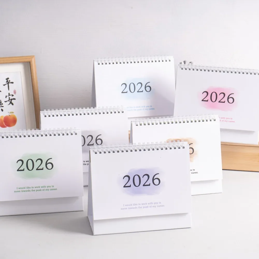 

2026 Mini Simple Calendar Small Desk Calendar Creative Coil Calendar Planner Desktop Decoration Office Stationery Daily Planner