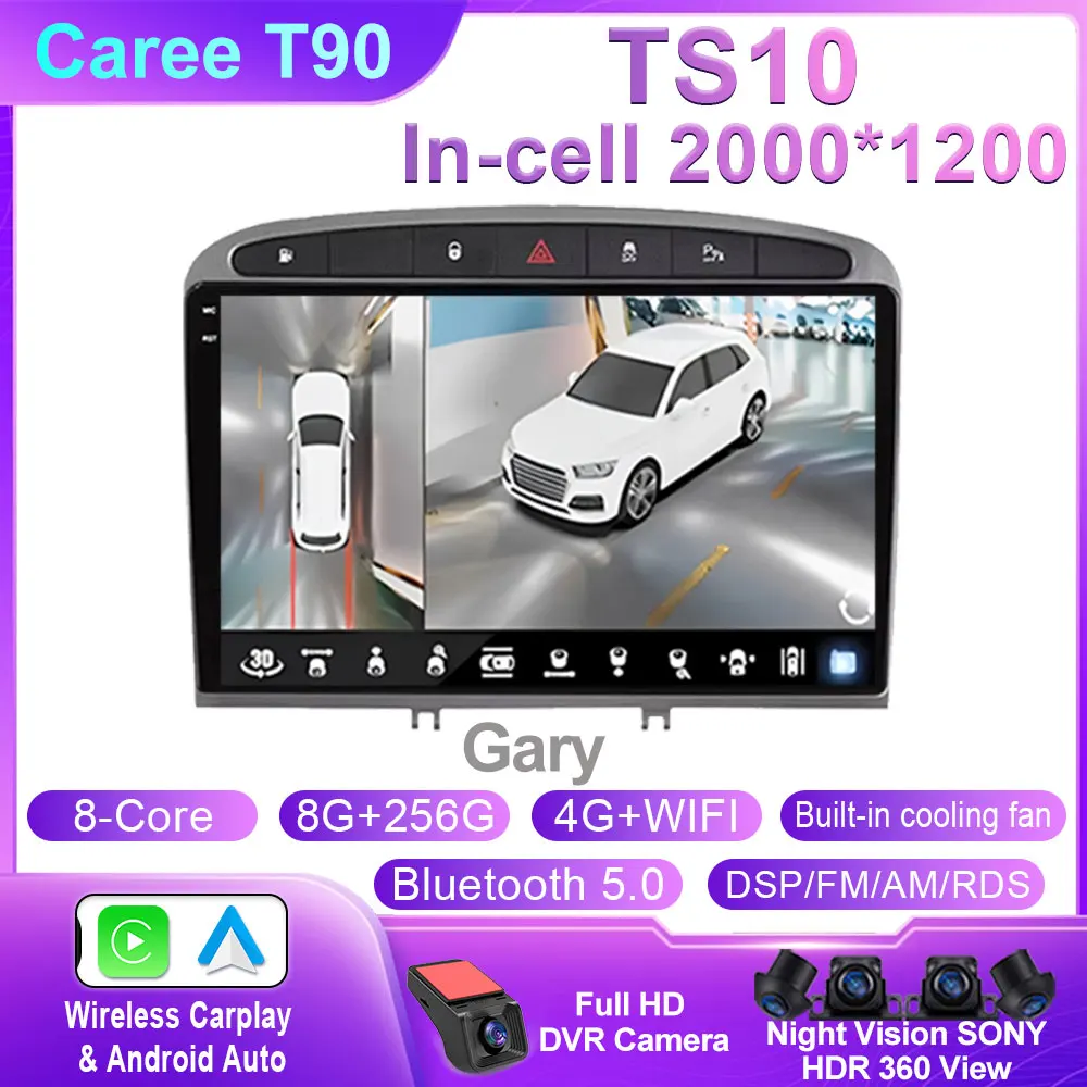 Radio Android 2G+64G Para Peugeot 308/408 2007-2015 – Pantalla 9" Carplay Y Android Auto Inalámbricos, GPS, Cámara Y Micrófono