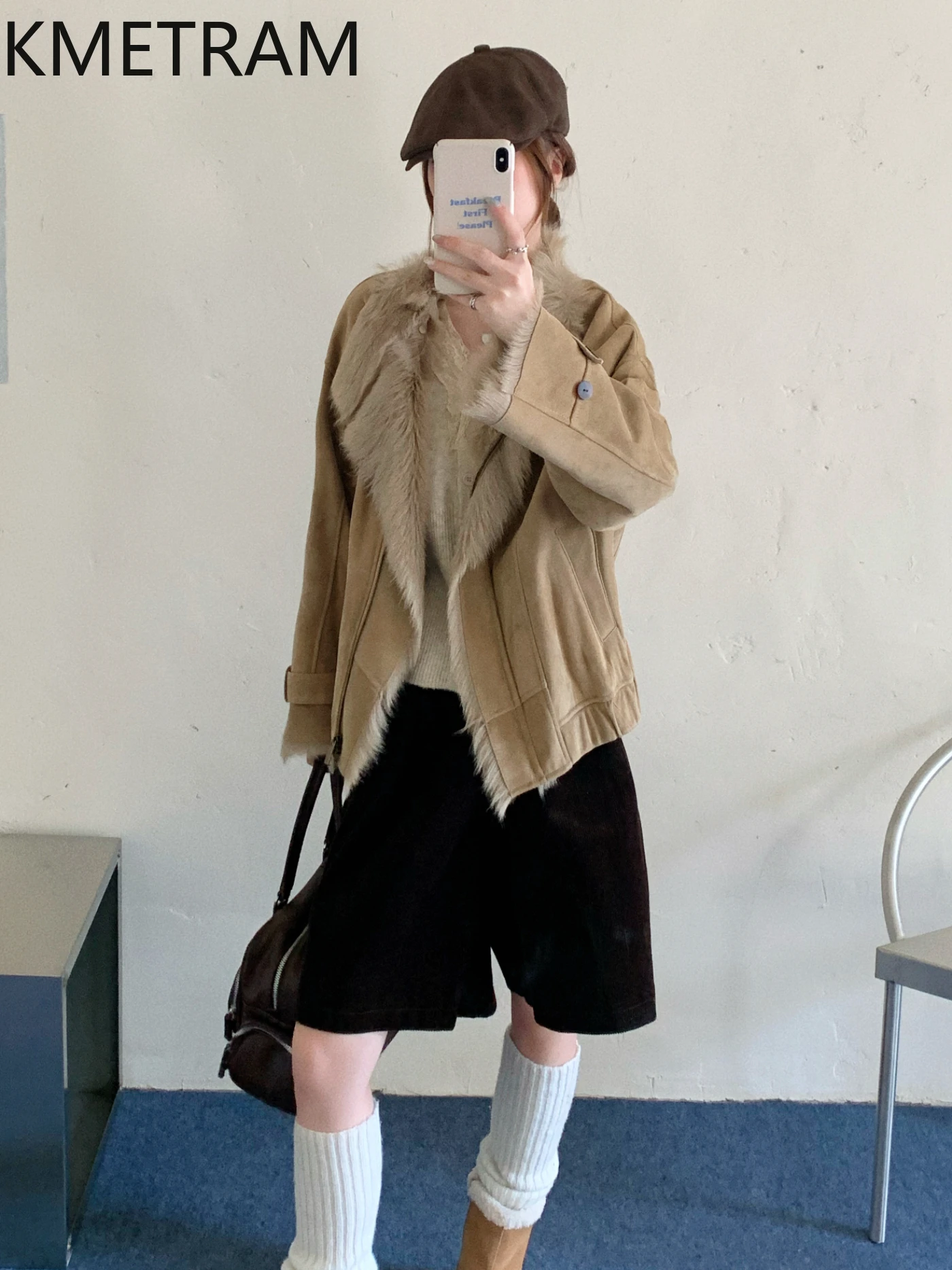 KMETRAM Cappotto di pelliccia double face in lana naturale di capra Donna Colletto alla coreana Giacca corta in vera pelliccia 2025 Abiti invernali шуба жleticud