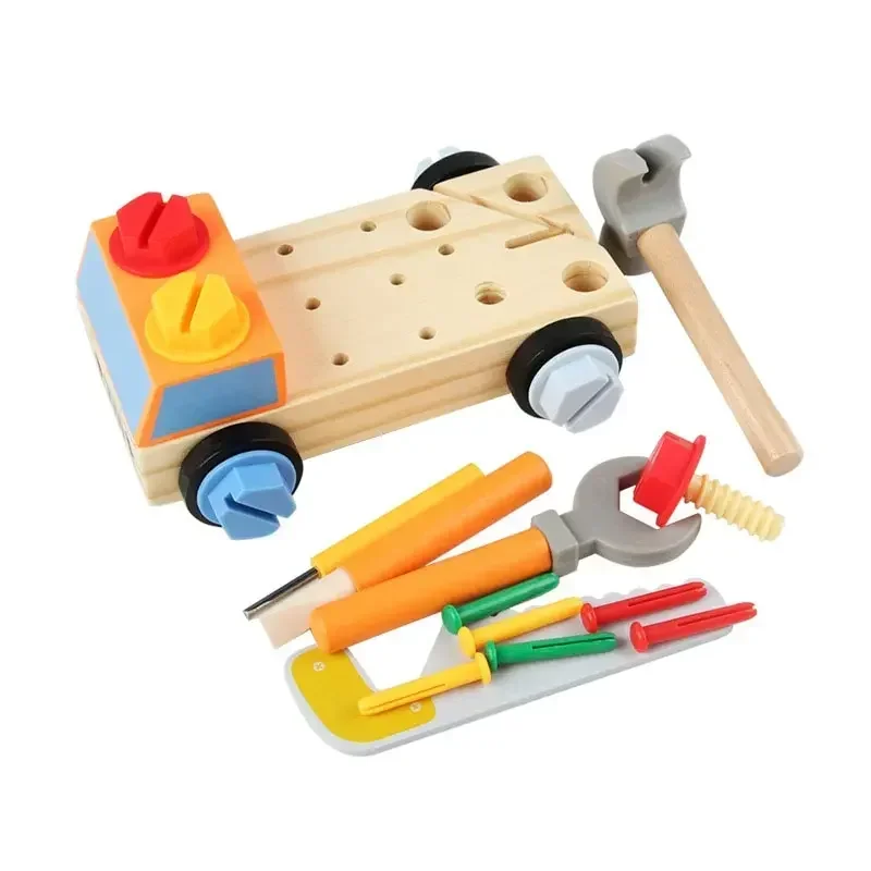 Children Toolbox Toy Wooden Pretend Game Puzzle Montessori Disassembly Set Simulation Multifunctional Repair Carpenter Tool Gift