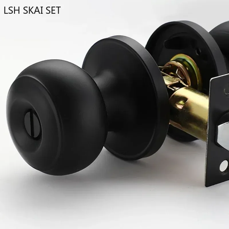 Stainless Steel Spherical Handle Lock Entrance Passage Keyless Door Lock Black Bathroom Door Lock Indoor Hardware Lockset