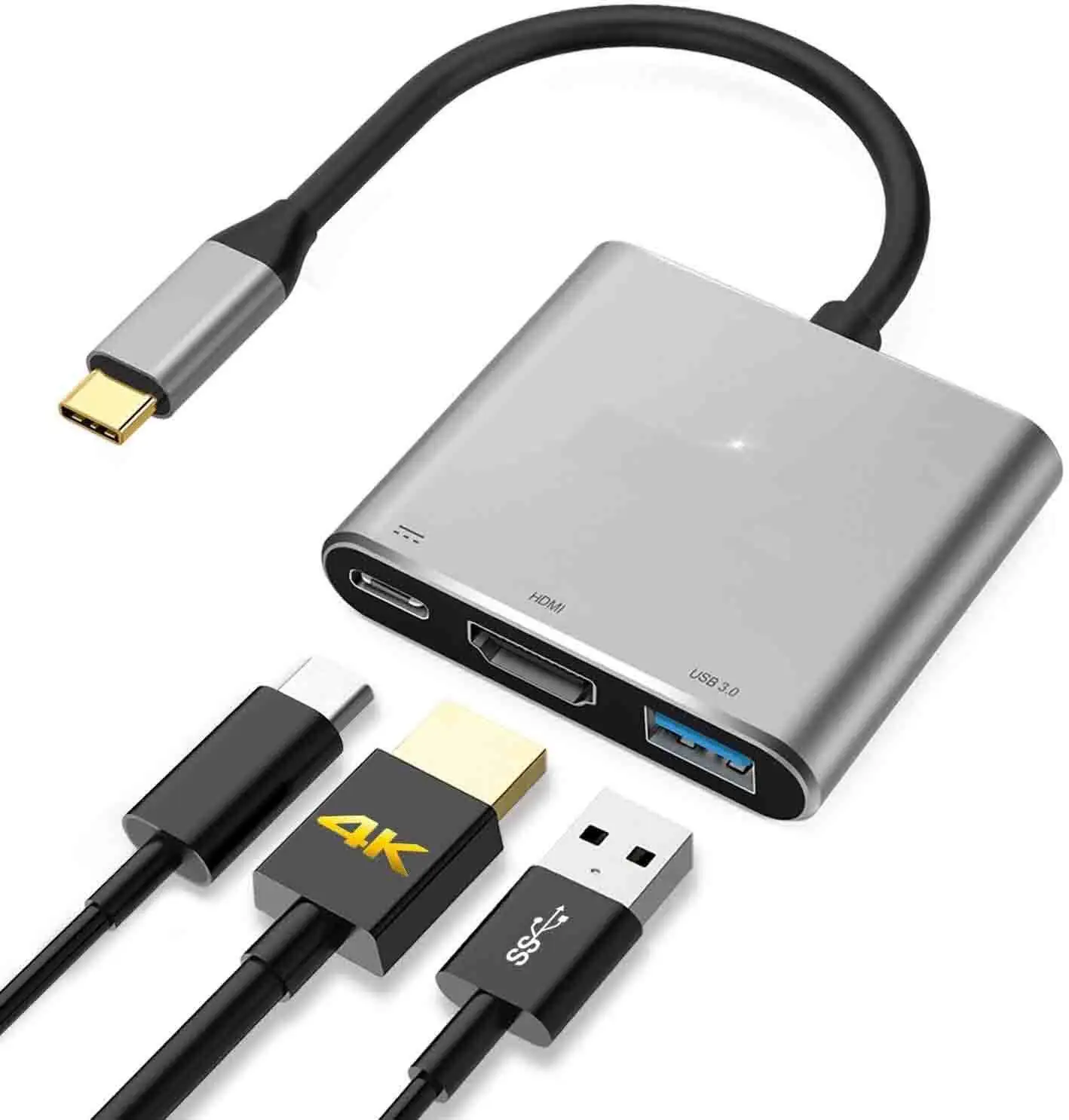 USB Adapter C to HDMI,hub Adapter USB 3.1 TypeC to HDMI,USB3Port,Charging Port PD Type C Compatible MacBook iPad/NintendoSwitch