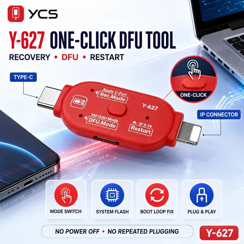 Image of YCS Y-627 One-Click DFU Recovery Restart Flash Tool USB-C Lightning Adapter für iPhone Samsung Android Telefon Systemreparatur-Kit