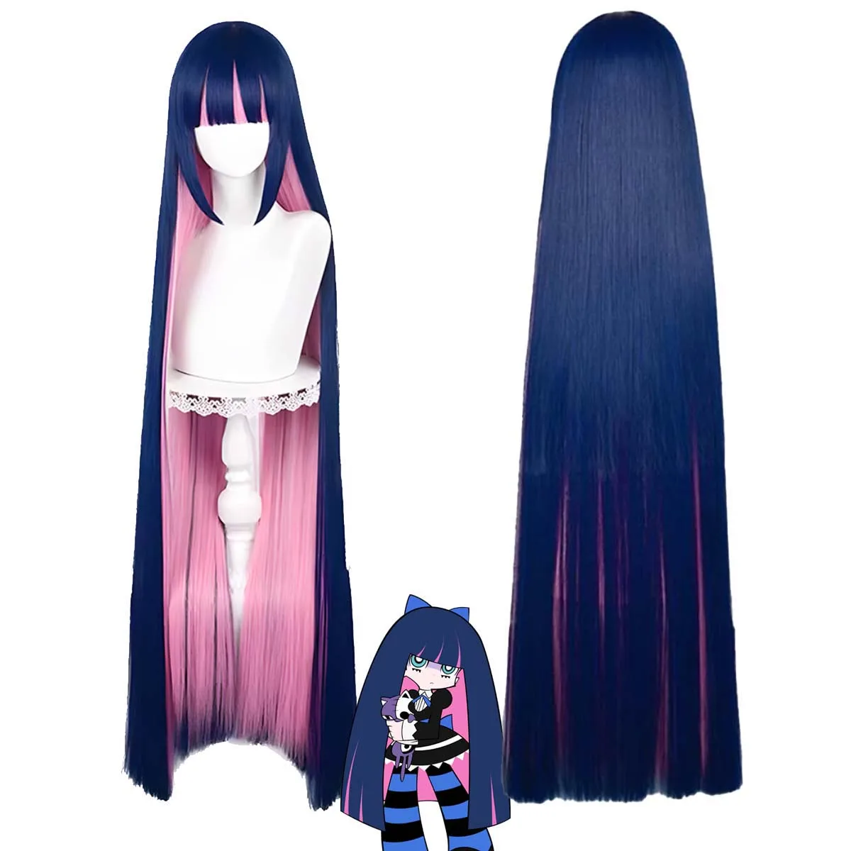 

Женские трусики и чулки с подвязками, чулки для косплея, анархия, синий, розовый, длинный смешанный парик