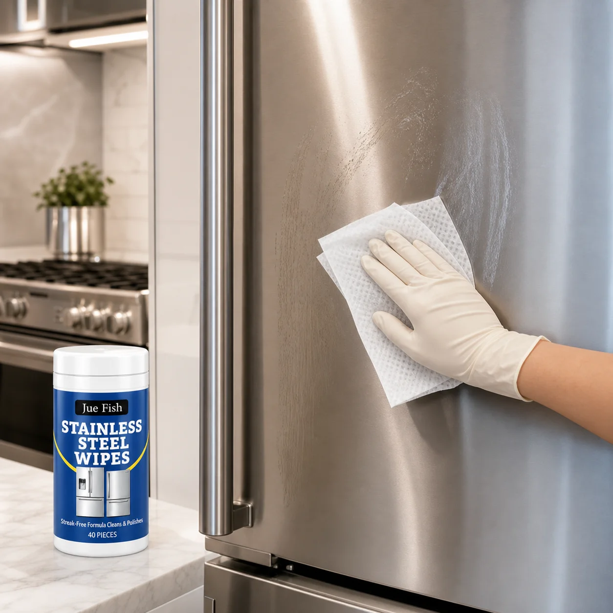 Stainless Steel Cleaning Wipes for Kitchen Homeowners 40pcs Grease Remover No Streak Surface Care for Fridge Stove Oven