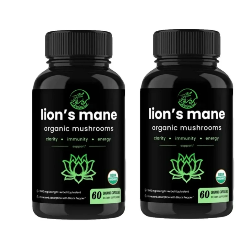 

Lions Mane Mushroom Supplements Support Memory and Focus,Vegan Cordyceps,Immune System and Lingzhi Mushroom Capsules